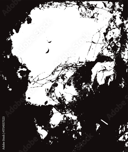 Dark black vine branches vector background. Spooky natural frame with empty space in the center. Gothic atmosphere for seasonal Halloween celebration