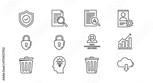 Set of business icons isolated on white background in line style vector