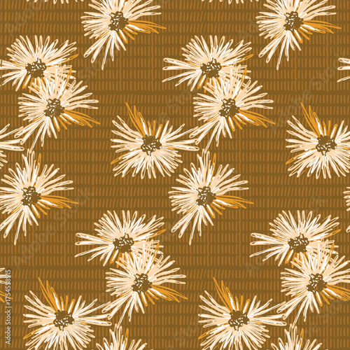 Retro floral seamless pattern, Warm neutral Boho Botanical Fabric, modern contemporary  Wallpaper