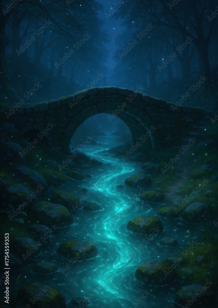 Obraz premium Mystical forest bridge wallpaper