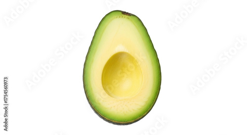 Isolated Half avocado with pit cut out ready to eat vegan appetizer healthy food