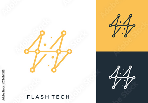 tech lightning power energy logo vector design