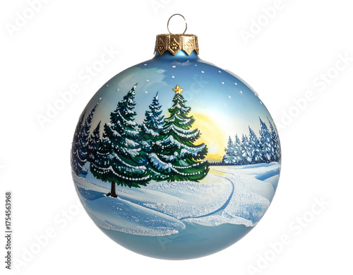 Weihnachtsbaumkugel mit Weihnachtsbaum motiv isoliert Hintergrund, Freisteller	