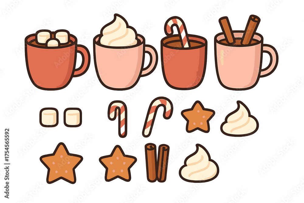 custom made wallpaper toronto digitalCozy winter hot beverages and holiday treats set including mugs, marshmallows, candy canes, and gingerbread