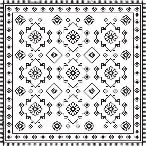 Vector art of geometric tribal rug pattern