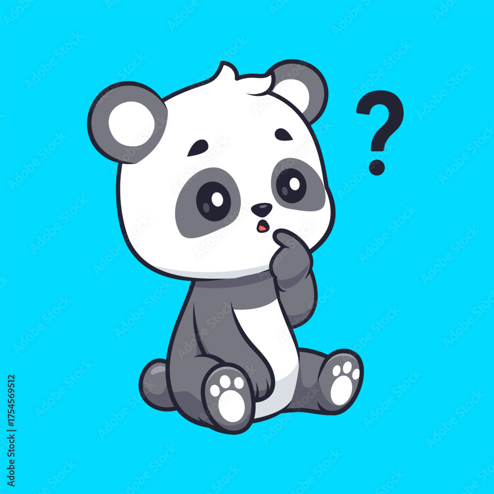 Obraz premium Cute Panda Thinking And Confused Cartoon
