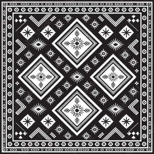Vector art of geometric pattern with tribal and ethnic motifs