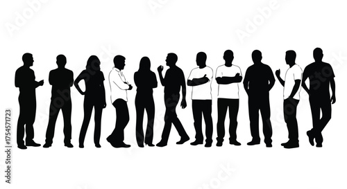 A Diverse Group of People Silhouetted Against a White Background, Representing Unity and Connection