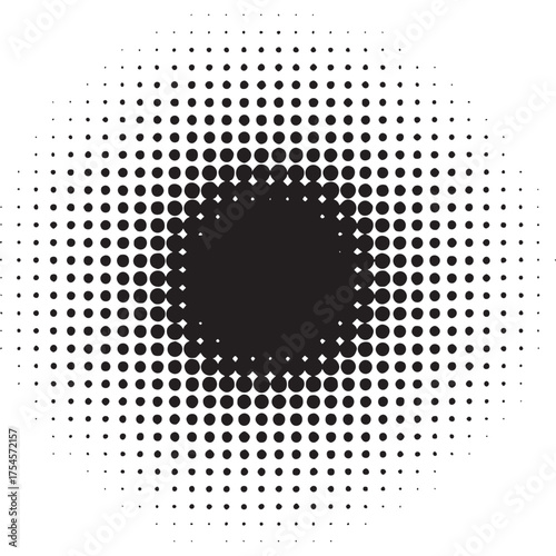 Vector art of black and white halftone circle pattern