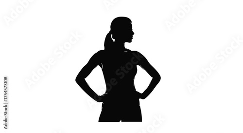 Silhouette of a Strong Woman Standing with Hands on Hips, Empowered and Ready for Anything