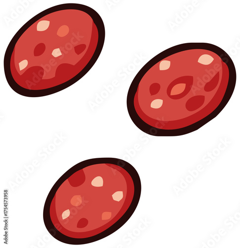 Pepperoni Slices for Pizza Topping. Editable Color Vector