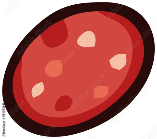 Pepperoni Slice Topping Illustration. Editable Color Vector