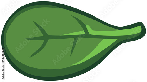 Spinach Leaf Pizza Topping Vector Art. Editable Color Vector