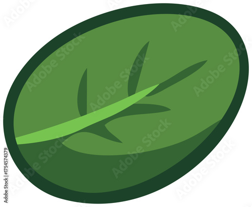 Green Spinach Leaf Pizza Ingredient Illustration. Editable Color Vector
