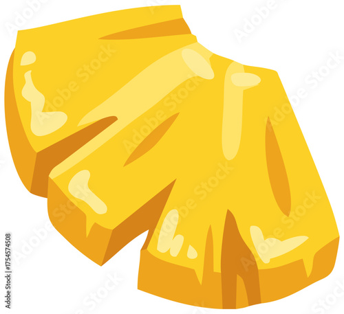 Pineapple Quarter Slice Illustration. Editable Color Vector