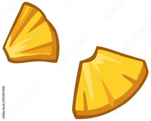 Two Pineapple Slices Illustration. Editable Color Vector