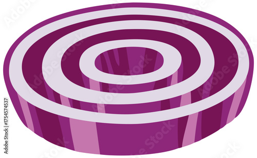 Onion Ring Slice Illustration. Editable Color Vector