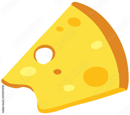 Melted Cheese Slice for Pizza Topping Art. Editable Color Vector