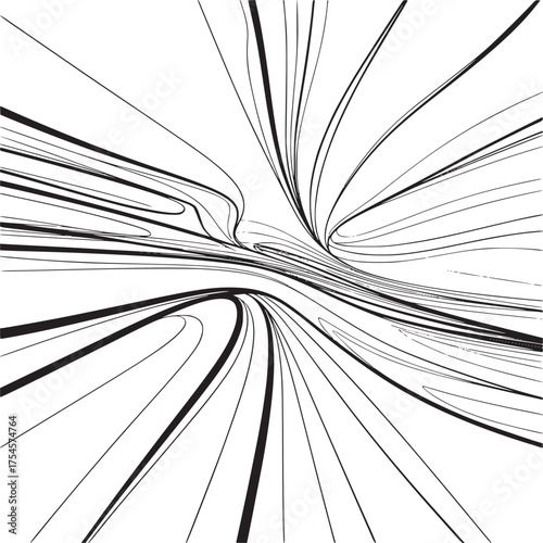 Vector art of abstract black and white swirling lines pattern