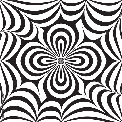 Vector art of abstract black and white optical illusion pattern
