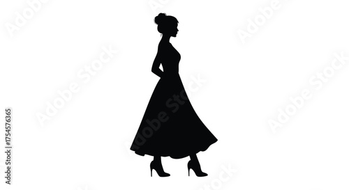 Elegant Silhouette of a Woman in a Dress, Ideal for Fashion or Design Projects