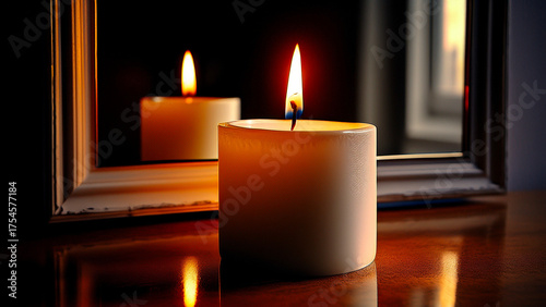 Candle and Mirror Reflection