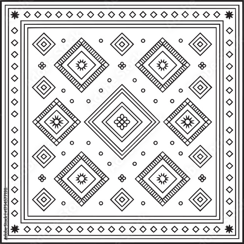 Vector art of geometric pattern with diamonds