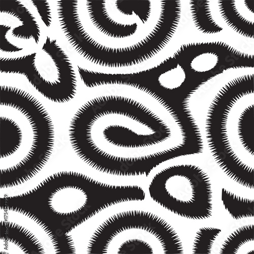 Vector art of abstract black and white swirling pattern