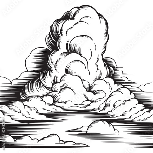 Vector art of dramatic explosion cloud illustration