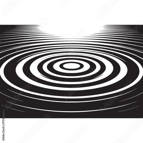 Vector art of concentric circles on black and
