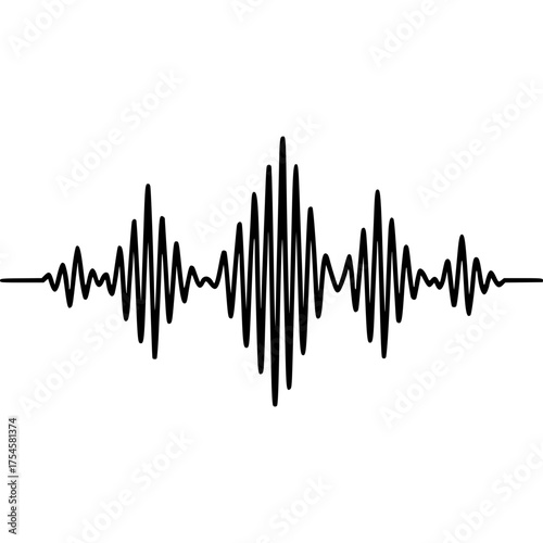 Minimal black sound waveform audio signal line illustration