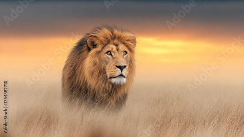 Lion Portrait in Golden Sunset Light