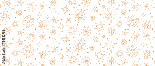 Christmas seamless pattern, gold New Year holiday background
