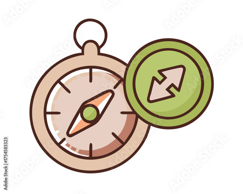 Compass illustration with eco friendly direction guidance icon