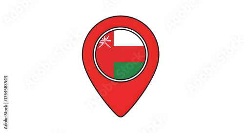 Free Download Location Pin Icon Featuring the National Flag of Oman, Symbolizing a Geographical Marker or Destination in the Sultanate. - GFXLoad