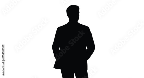 Silhouette of a Man in a Suit Business, Professionalism, and Mystery in Black