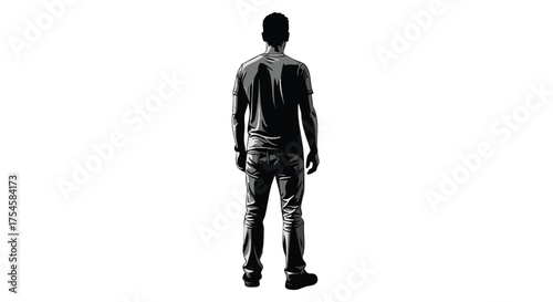 Isolated Silhouette of a Man Standing A Study in Simplicity