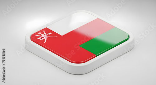 Free Download A Close-Up View of a Square-Shaped Emblem Featuring the Flag of Oman in Vibrant Colors - GFXLoad