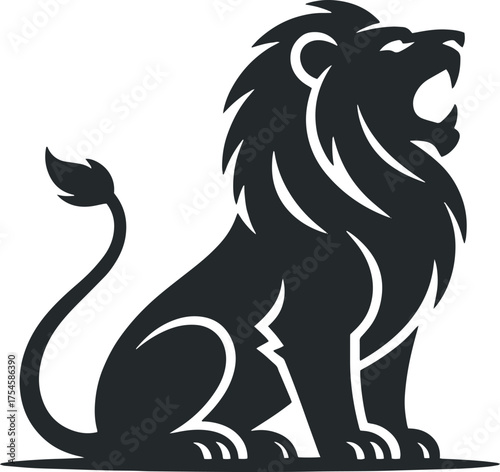 Majestic Lion Silhouette Vector Illustration Symbolizing Power, Strength, and Wild Nature