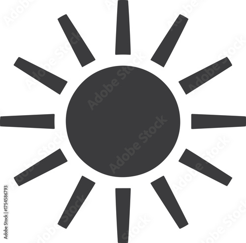 Bright Sun Icon Vector Illustration Representing Sunshine, Energy, and Warm Summer Day
