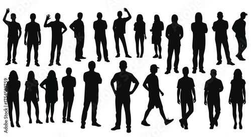 Collection of Diverse Human Silhouettes Posing in Various Stances