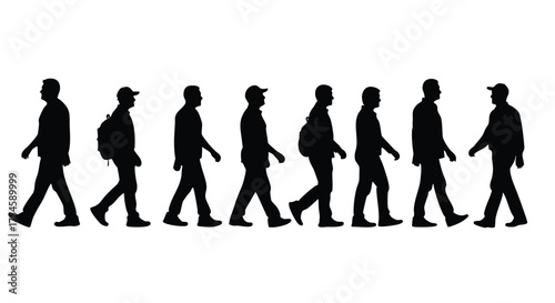 Silhouette Sequence of People Walking A Study in Movement and Human Form