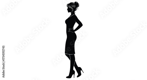 Elegant Silhouette of a Woman in a Dress and Heels, a Timeless Representation of Feminine Grace and Style