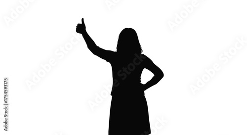 Silhouette of a Woman Giving a Thumbs Up on a White Background