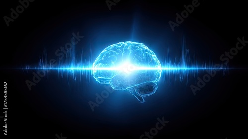 Wallpaper Mural Illuminated brain graphic representing intelligence idea with electric wave Torontodigital.ca