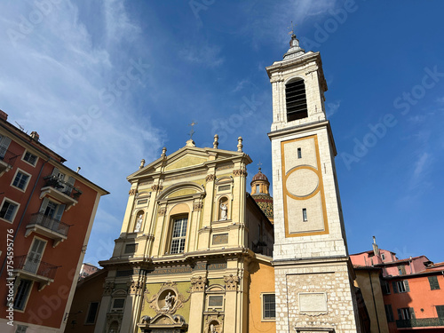 Nice Cathedral dedicated to the Assumption of the Virgin Mary and Saint Reparata. Close-up. France.