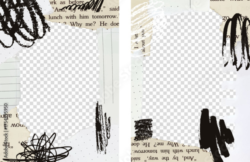 Neutral collage background for your creative zine design.  Base for post, social media, advertising, cover or affiche. Wall art poster in paper and crayon technique.
