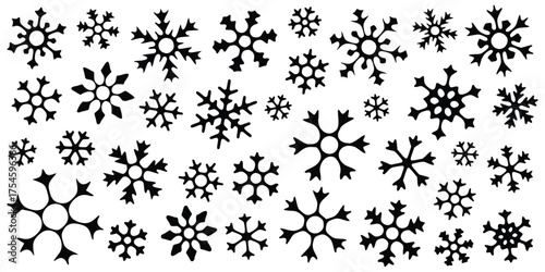 Set of snowflakes, winter vector illustration, isolated on white background