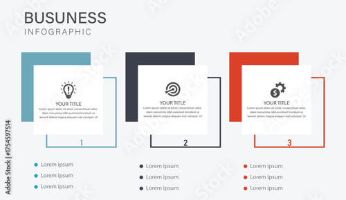 3 Steps Business Infographic, Modern Flat Business Template, Minimal Infographic Design, Step-by-Step Business Graphic, Colorful Infographic Layout, Business Data Presentation, Creative Strategy Infog