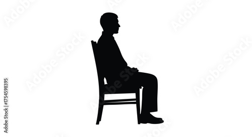 Silhouette of a person sitting on a chair, showcasing side profile view, simplicity and minimalism